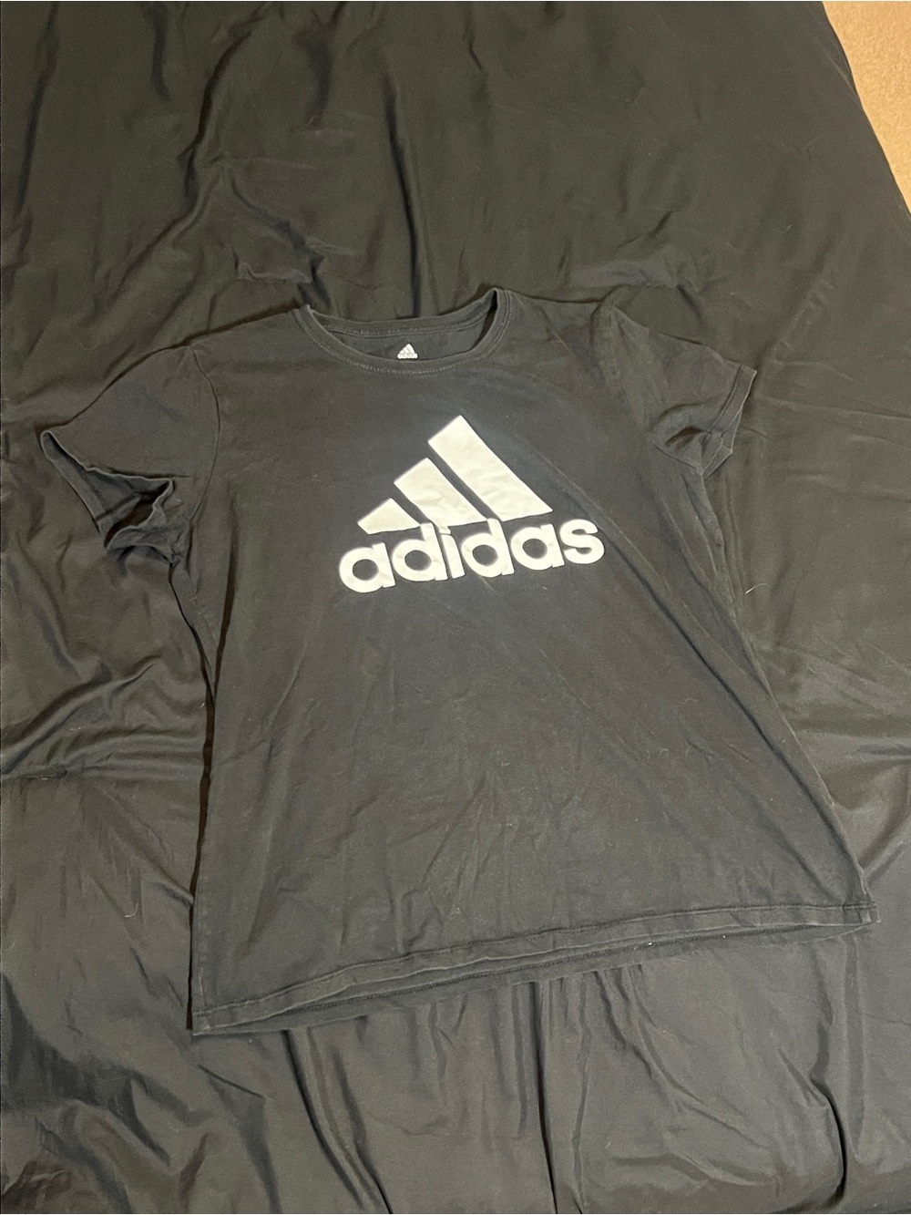 Adidas Original Essentials Big Logo Graphic Tee- Black/ White- Size Large